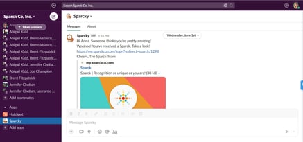 Sparcky Slack Screenshot